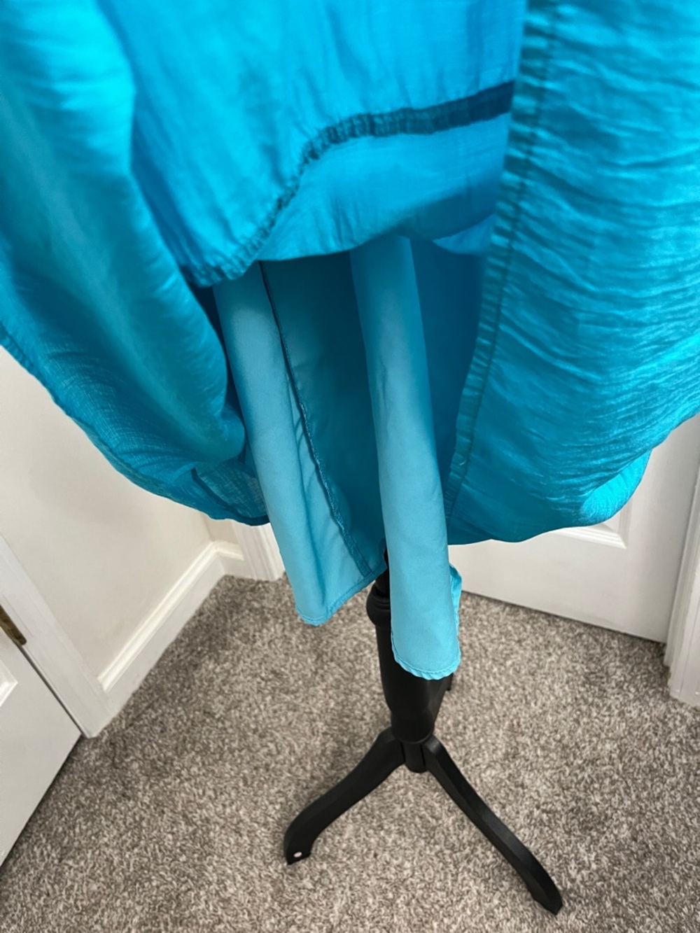 Sleeveless Turquoise Crochet Yoke Midi Dress - Women - Picture 6 of 8